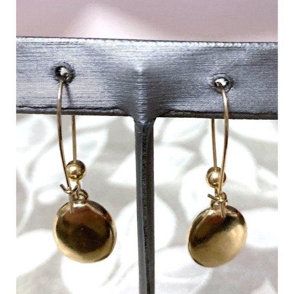 Oval Dangle Shimmery Enamel Purple/Red Swirl Gold Tone Bead Pierced Earrings - Picture 5 of 6